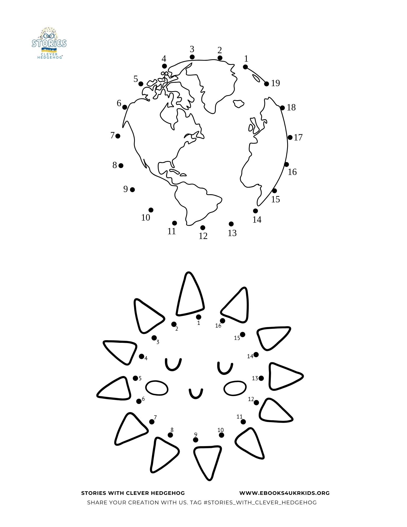 Coloring page for kids, Stories with Clever Hedgehog, Solar Eclipse 2024 Coloring page